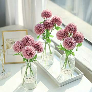 Floweroyal 12pcs Silk Chrysanthemum Ball Flowers for Decor
