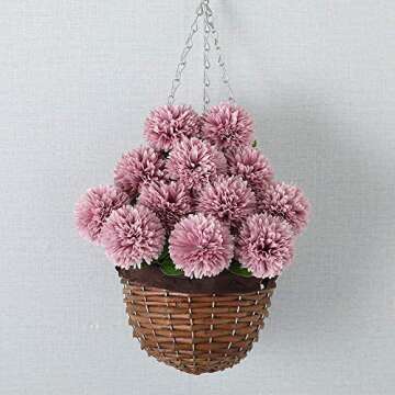 Floweroyal 12pcs Silk Chrysanthemum Ball Flowers for Decor