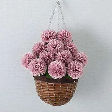 Floweroyal 12pcs Silk Chrysanthemum Ball Flowers for Decor