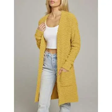 MEROKEETY Women's Chunky Knit Cardigan in Mustard