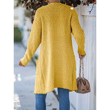 MEROKEETY Women's Chunky Knit Cardigan in Mustard