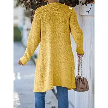 MEROKEETY Women's Chunky Knit Cardigan in Mustard