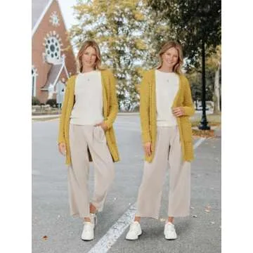 MEROKEETY Women's Chunky Knit Cardigan in Mustard