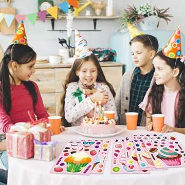 24 Sheets Make-a-face Cupcake Stickers Make Your Own Dessert Stickers Mix and Match Sweets and Fruit Treats Party Favor Supplies for Kids Ice Cream Sticker Games Birthday DIY Art Crafts