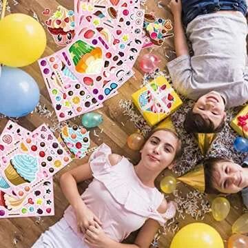 24 Sheets Make-a-face Cupcake Stickers Make Your Own Dessert Stickers Mix and Match Sweets and Fruit Treats Party Favor Supplies for Kids Ice Cream Sticker Games Birthday DIY Art Crafts