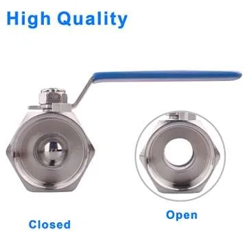 DERNORD Stainless Steel 1 1/2 Inch Ball Valve for Fluid Control