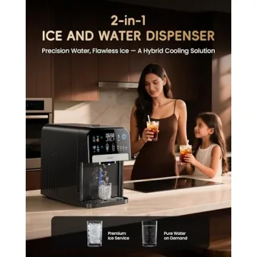 ecozy Nugget Ice Maker Dispenser, Smart 2-in-1 Pebble Ice Machine Countertop & Water Dispenser with App Control, Self-Cleaning, Auto Lighting, TDS Monitor, Measured Dispensing, 33Lbs/Day