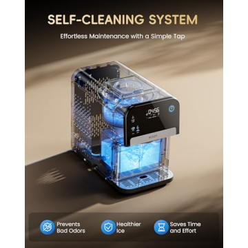 ecozy Nugget Ice Maker Dispenser, Smart 2-in-1 Pebble Ice Machine Countertop & Water Dispenser with App Control, Self-Cleaning, Auto Lighting, TDS Monitor, Measured Dispensing, 33Lbs/Day