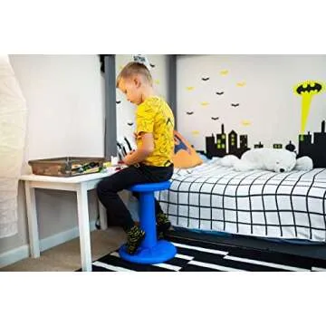 Studico ActiveChairs Kids Wobble Chair, Flexible Classroom Seating Improves Focus, Posture & Helps ADHD/ADD. Get The Wiggles Out, Active Fidget Desk Chairs, Pre-Teen 17.75" Stool, Ages 7-12, Blue