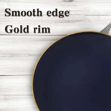 N9R 60pcs Black Plastic Plates with Gold Rim -Disposable - 30pcs Dinner Plates 10 Inch and 30pcs Disposable Dessert/Salad Plates 7 Inch, Perfect for Party Wedding Birthday Party, Halloween