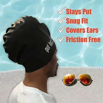Stays Put XL Swim Cap for Dreadlocks & Braids