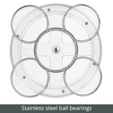 mDesign Spinning Lazy Susan Makeup Turntable Storage Center - 9 Sections - Rotating Organizer for Bathroom Vanity Counter Tops, Dressing Tables, Cosmetic Stations, Dressers - Lumiere Collection, Clear