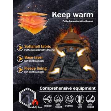 MAGCOMSEN Rain Jacket Men Rain Coats Warm Snow Jacket Waterproof Jacket Snowboarding Jacket Ski Jacket Skiing Jacket Winter Coat for Men Windbreaker Mens Parka Brown