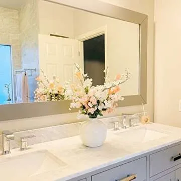 Willowy 7.5 Inch Large White Ceramic Vase with Glossy Finish - Large White Vases for Flowers, White Vases for Decor, White Flower Vase, White Round Vase, White Vase for Pampas Grass