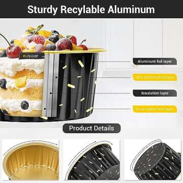 EUSOAR 50pcs Aluminum Muffin Liners with Lids