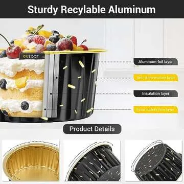 EUSOAR 50pcs Aluminum Muffin Liners with Lids