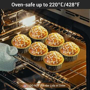 EUSOAR 50pcs Aluminum Muffin Liners with Lids