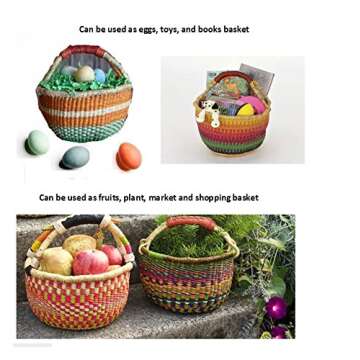 Hands Craft Fair Trade Ghana Bolga African Dye-Free Market Basket Natural Baskets (9"-11" Small)