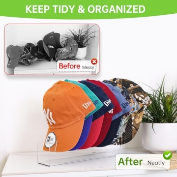 Phsycolv 2025 New Hat Stand for Baseball Caps Display and Organizer, No Install Acrylic Hat Holder for 14 Baseball Caps for Bedroom, Closet, Dresser (2PCS), Unique Gift for Hat lovers