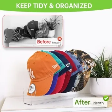 Phsycolv 2025 New Hat Stand for Baseball Caps Display and Organizer, No Install Acrylic Hat Holder for 14 Baseball Caps for Bedroom, Closet, Dresser (2PCS), Unique Gift for Hat lovers