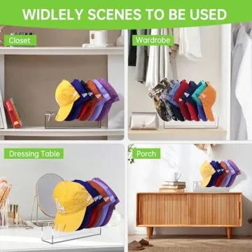 Phsycolv 2025 New Hat Stand for Baseball Caps Display and Organizer, No Install Acrylic Hat Holder for 14 Baseball Caps for Bedroom, Closet, Dresser (2PCS), Unique Gift for Hat lovers