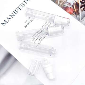 BlingKingdom 3pcs Empty Airless Pump Bottle Refillable Clear Travel Lotion Pump Containers Vacuum Co...