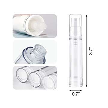 BlingKingdom 3pcs Empty Airless Pump Bottle Refillable Clear Travel Lotion Pump Containers Vacuum Cosmetic Container Vacuum Press Pump Bottles for DIY Foundation, Gel, Essence, Moisturiser (10Ml)