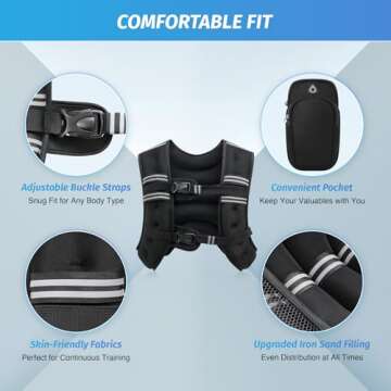 ZELUS Weighted Vest, 6lb/8lb/12lb/16lb/20lb/25lb/30lb Weight Vest with Reflective Stripe for Workout...