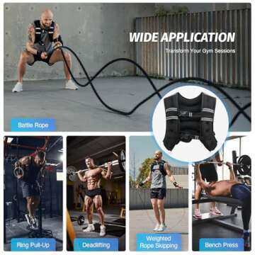 ZELUS Weighted Vest, 6lb/8lb/12lb/16lb/20lb/25lb/30lb Weight Vest with Reflective Stripe for Workout, Strength Training, Running, Fitness, Muscle Building, Weight Loss, Weightlifting, Black(30 lb)