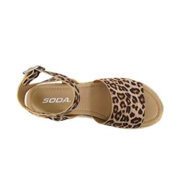 Soda Topic Open Toe Buckle Ankle Strap Espadrilles Flatform Wedge Casual Sandal (Cheetah, us_footwear_size_system, adult, women, numeric, medium, 7)