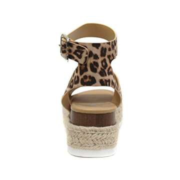Soda Topic Open Toe Buckle Ankle Strap Espadrilles Flatform Wedge Casual Sandal (Cheetah, us_footwear_size_system, adult, women, numeric, medium, 7)