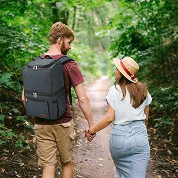 Insulated Cooler Backpack for Men Women 35 Cans - Lightweight Double Deck Lunch Backpack - Cooler Ba...