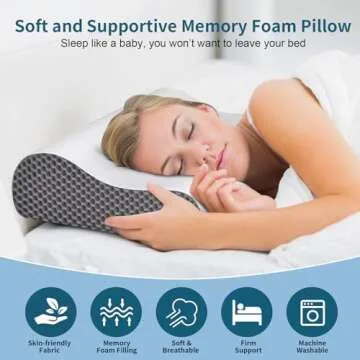 Neck Pillow Cervical Pillow for Pain Relief, Contour Memory Foam Pillows Ergonomic Pillow for Sleepi...