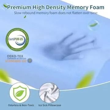 Neck Pillow Cervical Pillow for Pain Relief, Contour Memory Foam Pillows Ergonomic Pillow for Sleeping Bed Pillow Neck Support with Cooling Pillowcase Orthopedic Pillow for Side Back Stomach Sleepers