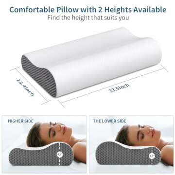 Neck Pillow Cervical Pillow for Pain Relief, Contour Memory Foam Pillows Ergonomic Pillow for Sleeping Bed Pillow Neck Support with Cooling Pillowcase Orthopedic Pillow for Side Back Stomach Sleepers