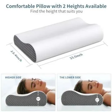 Neck Pillow Cervical Pillow for Pain Relief, Contour Memory Foam Pillows Ergonomic Pillow for Sleeping Bed Pillow Neck Support with Cooling Pillowcase Orthopedic Pillow for Side Back Stomach Sleepers