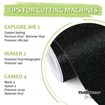 TECKWRAP Shimmer Vinyl Glitter Adhesive Craft Vinyl,1ftx5ft,Knight Black