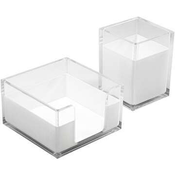 Sorbus Acrylic Desk Organizers Set – 3-Piece, Includes Desk Organizer Caddy, Memo Tray and Pen Cup, Modern Desk Accessories Organizer Great for Home or Office, White Clear (Desk Organizer Set)