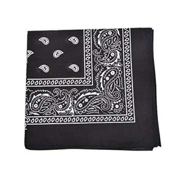 Paisley One Dozen Cowboy Bandanas (Black) - Classic Style and Versatility