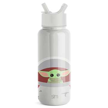 Simple Modern Star Wars Baby Yoda Water Bottle with Straw Lid Vacuum Insulated Stainless Steel Metal...