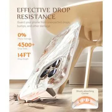 GVIEWIN for iPhone 16 Pro Case Compatible with MagSafe, with Screen & Lens Protectors, Military-Grade Protection Slim Marble Shockproof Magnetic Phone Case for 16 Pro 6.3", Pearlescent/Gold