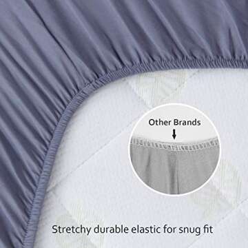 Biloban Pack and Play Sheets Fitted, 2 Pack Pack and Play Sheet Fits for Graco Pack n Play Mattress, Neutral Playard Sheets for Baby Boys and Girl, Grey & White, 38”X 26”