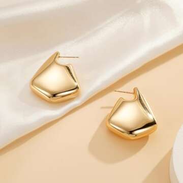 Apsvo Earrings Dupes for Women, Chunky Gold Hoop Earrings, Hypoallergenic Lightweight Hollow Open Teardrop Earring Trendy Jewelry (35mm gold&silver set)