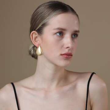 Apsvo Earrings Dupes for Women, Chunky Gold Hoop Earrings, Hypoallergenic Lightweight Hollow Open Teardrop Earring Trendy Jewelry (35mm gold&silver set)