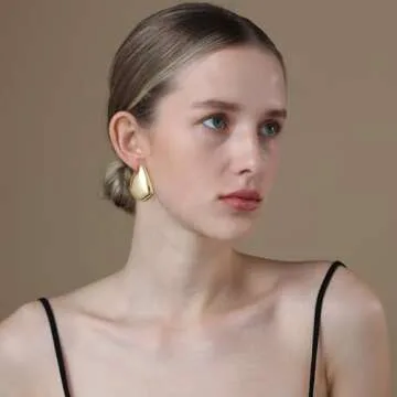 Apsvo Earrings Dupes for Women, Chunky Gold Hoop Earrings, Hypoallergenic Lightweight Hollow Open Teardrop Earring Trendy Jewelry (35mm gold&silver set)