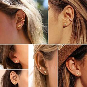 ChicSilver 18K Gold Plated Dainty Initial B Earrings