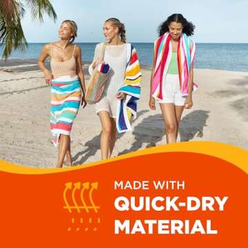 Kaufman - Joey Velour Colored Classic Multi-Color Stripe Beach & Pool Towel - Large 100% Combed Cotton Beach Towel - Soft & Absorbent Colorful Towels - 32" x 62" - 4 Pack