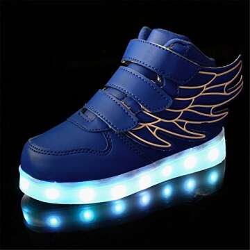Pilusooou Cool and Popular SLEVEL LED Light Up Shoes USB Flashing Sneakers for Kids Boys Girls Blue37/5 M US Big Kid