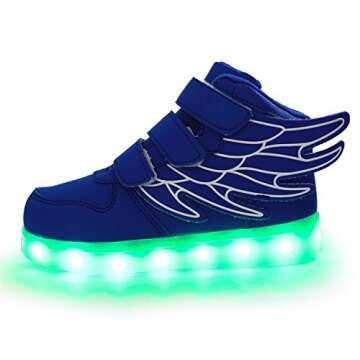 Pilusooou Cool and Popular SLEVEL LED Light Up Shoes USB Flashing Sneakers for Kids Boys Girls Blue37/5 M US Big Kid