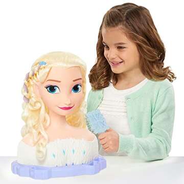 Disney Frozen Deluxe Elsa Styling Head, Blonde Hair, 18 Piece Pretend Play Set, Wear and Share Acces...